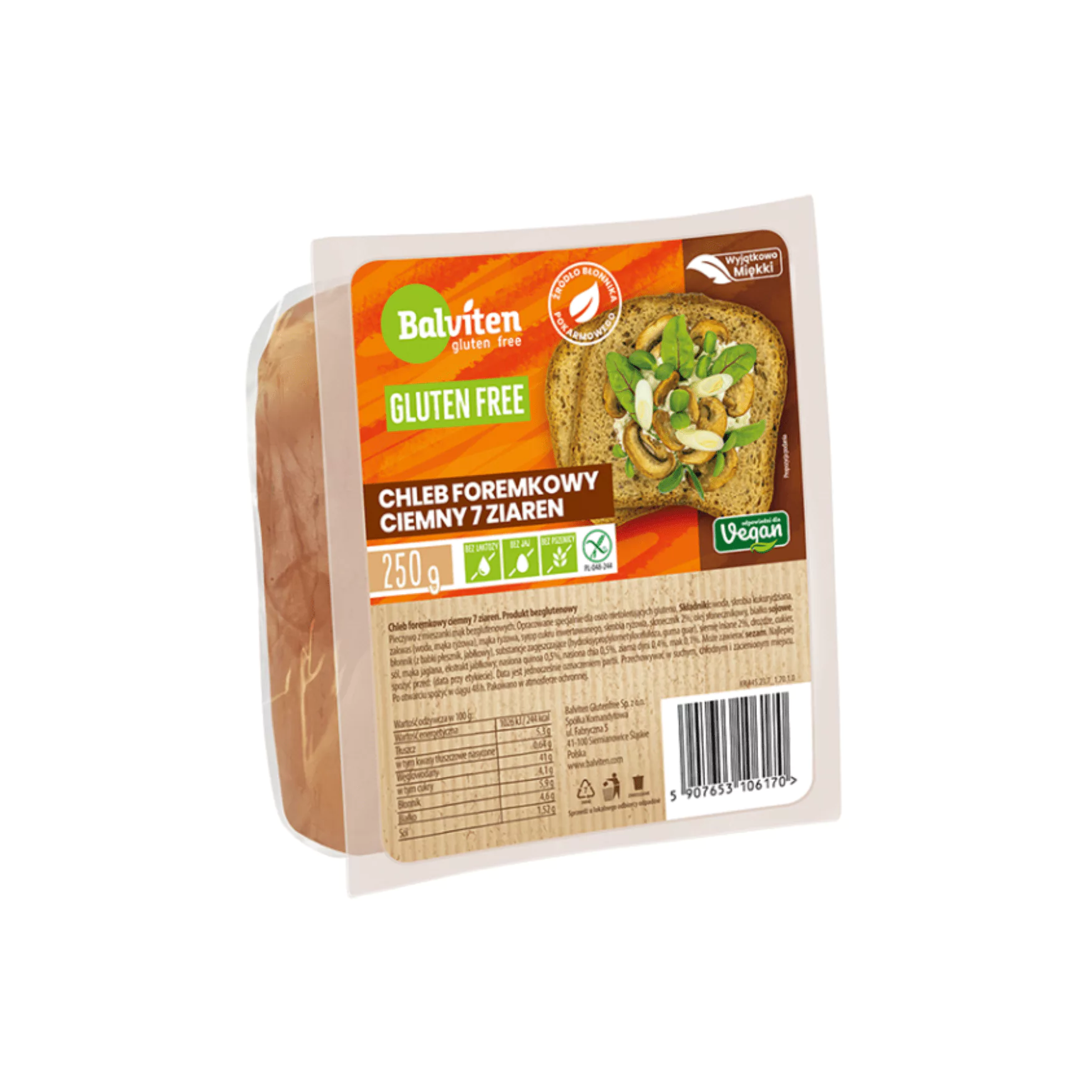 Brezglutenski temni rezani kruh