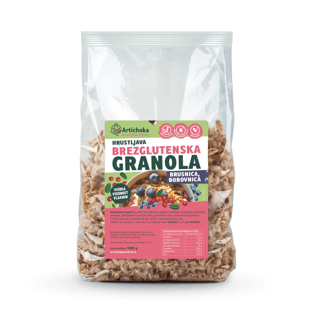 Brezglutenska granola - brusnica in borovnica 1 kg